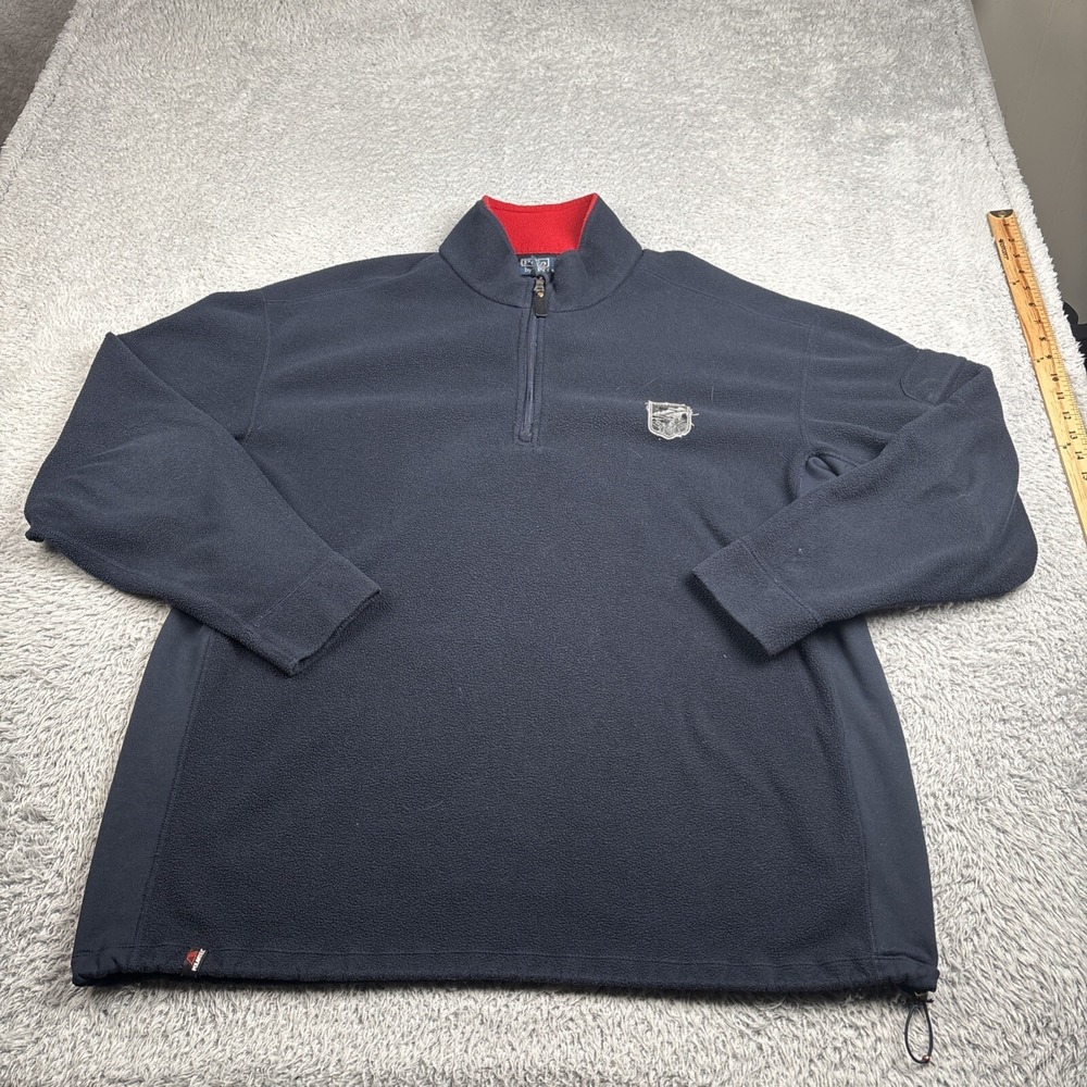 Polo‎ Ralph Lauren Sweater Mens XLT Navy Fleece 1/4 Zip Pullover Vintage 90s Y2K
